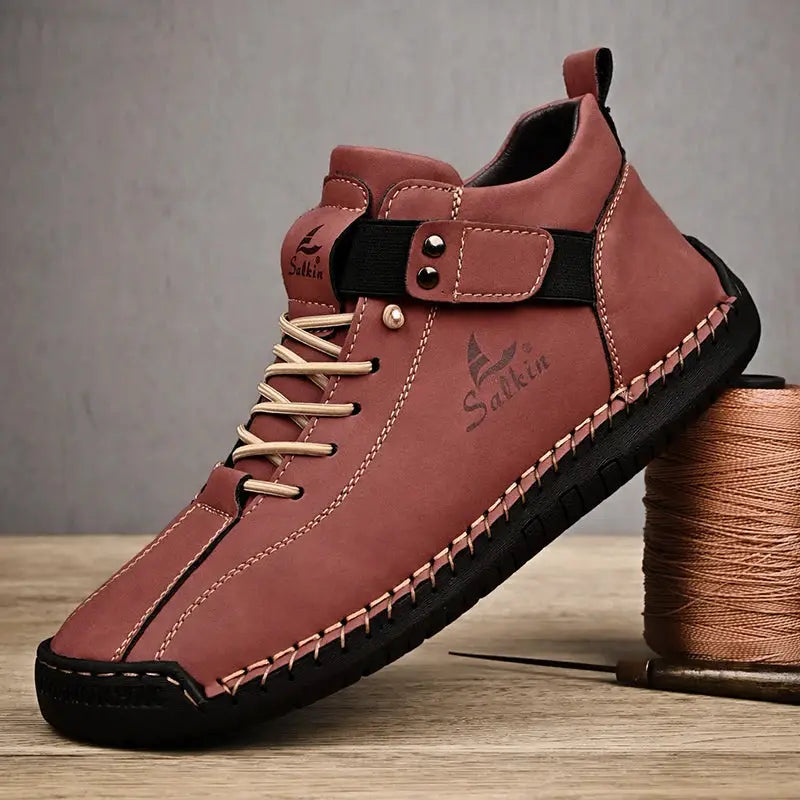 New 2025 Handmade Leather Casual Shoes For Men Breathable Sneakers Ankle Boots Outdoor