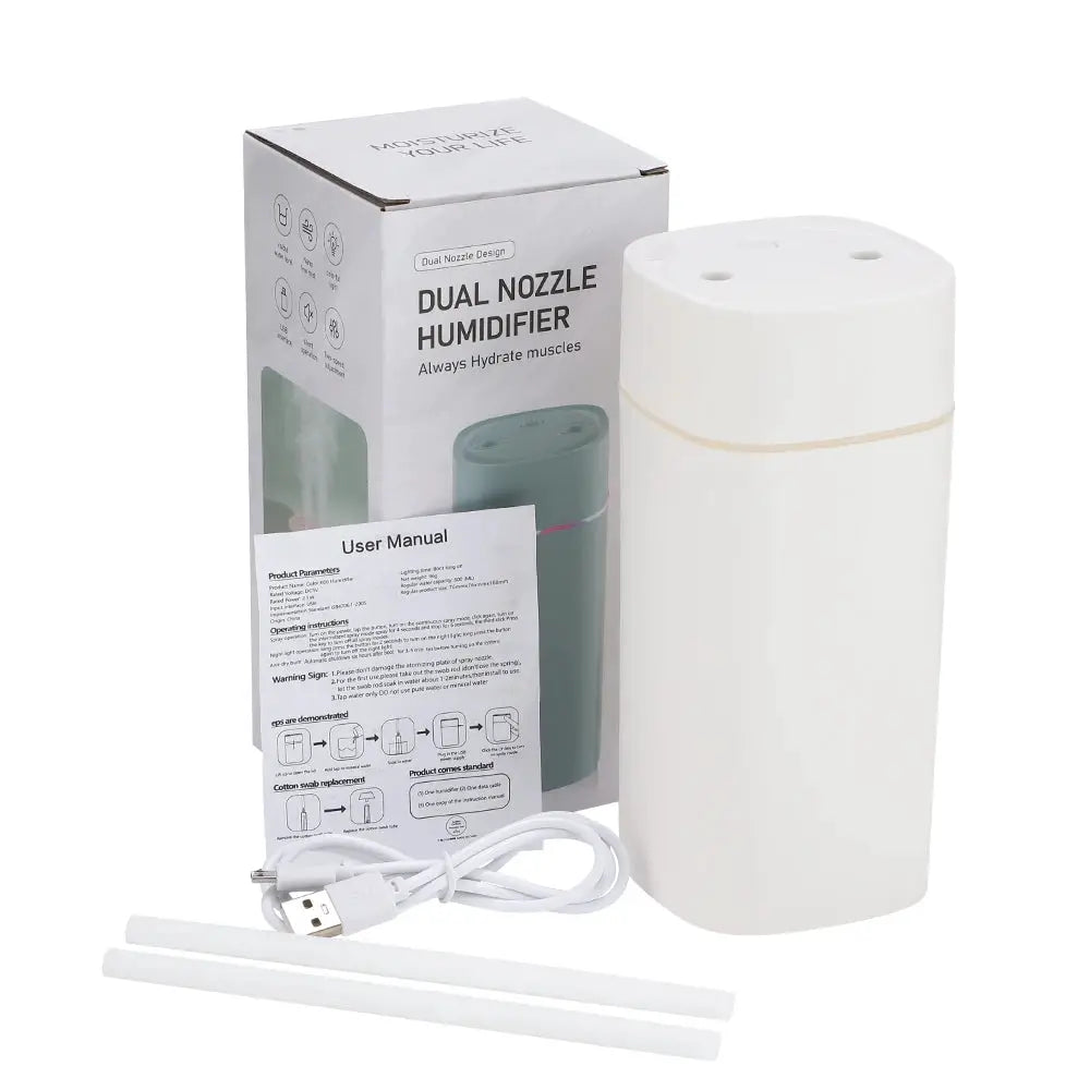 600ML Air Humidifier Double Spray Port Essential Oil Aromatherapy Diffuser Mute Atomizer Colorful Lights For Home Office Car