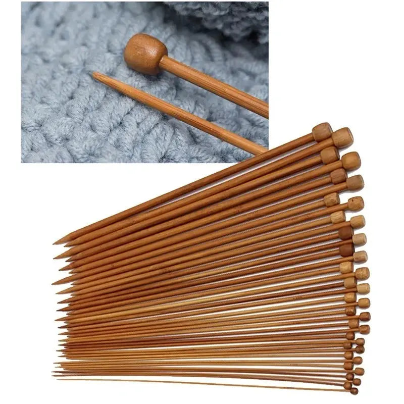 36 Pieces Carbonized Bamboo Crochet Needle Set Single Pointed For Knitting And Crochet With Beads
