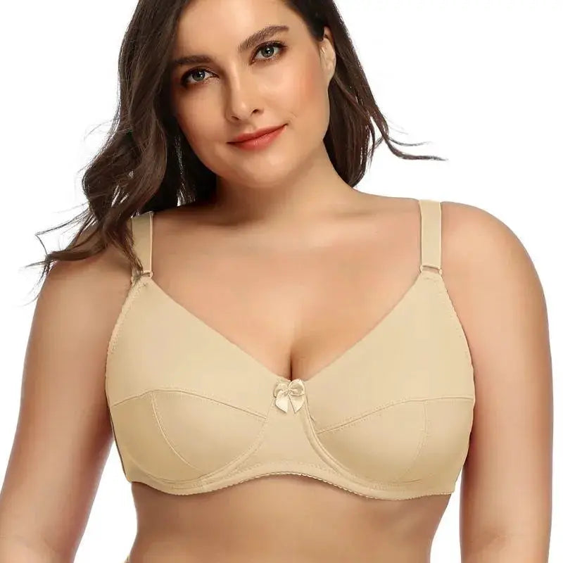 BEAUWEAR plus-size underwire bra, nude beige, no padding, Simples Market