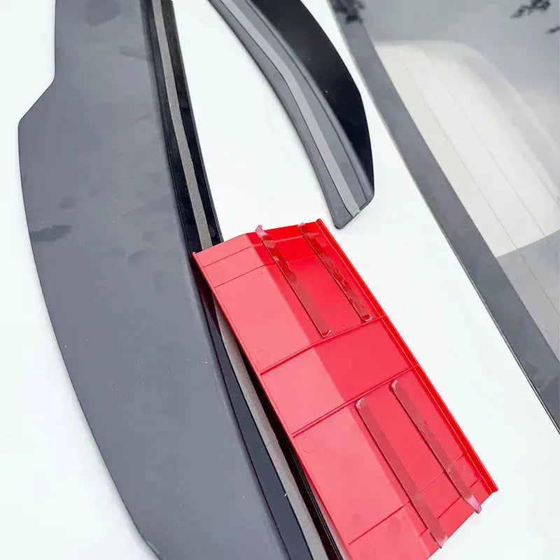 Universal 3-piece sedan rear wing spoiler kit in red plastic, adjustable DIY boot accessory by Simples Market