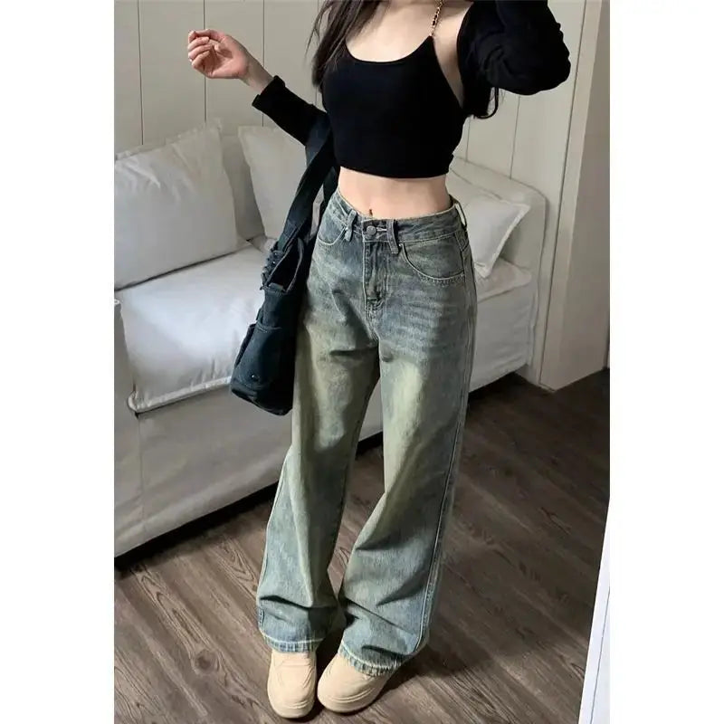 Vintage High Waisted Slimming Jeans Bell Bottoms Casual For Women