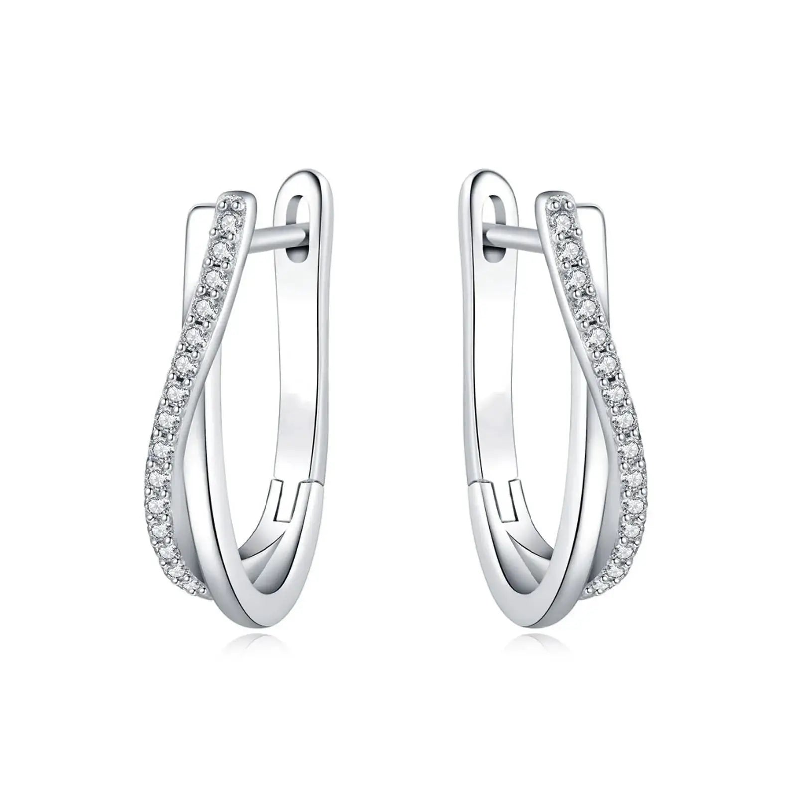 Star Twisted Line Hoop Earrings For Women Zircon Fine Jewelry Gift For Birthday Party