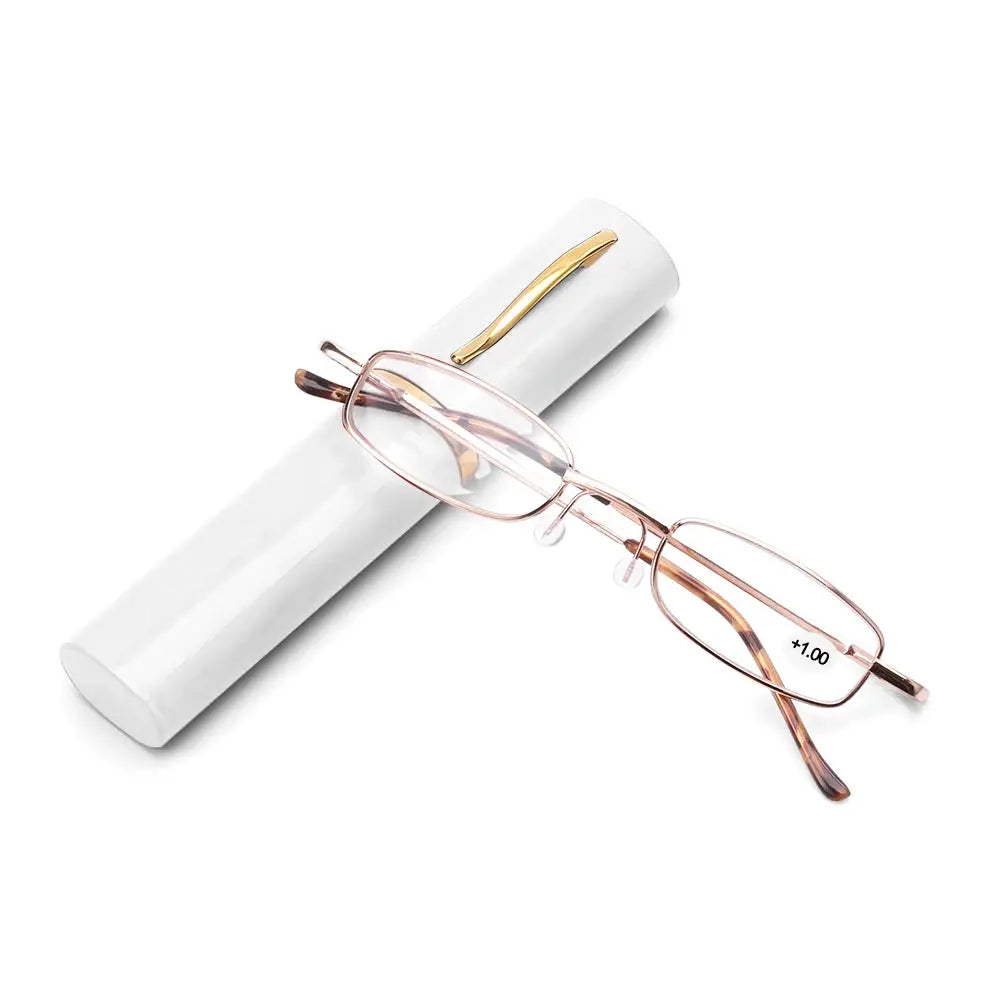 Elegant Reading Glasses Metal Frame Ultra Thin Design Lightweight Portable Mini Eyewear For Men And Women With Case