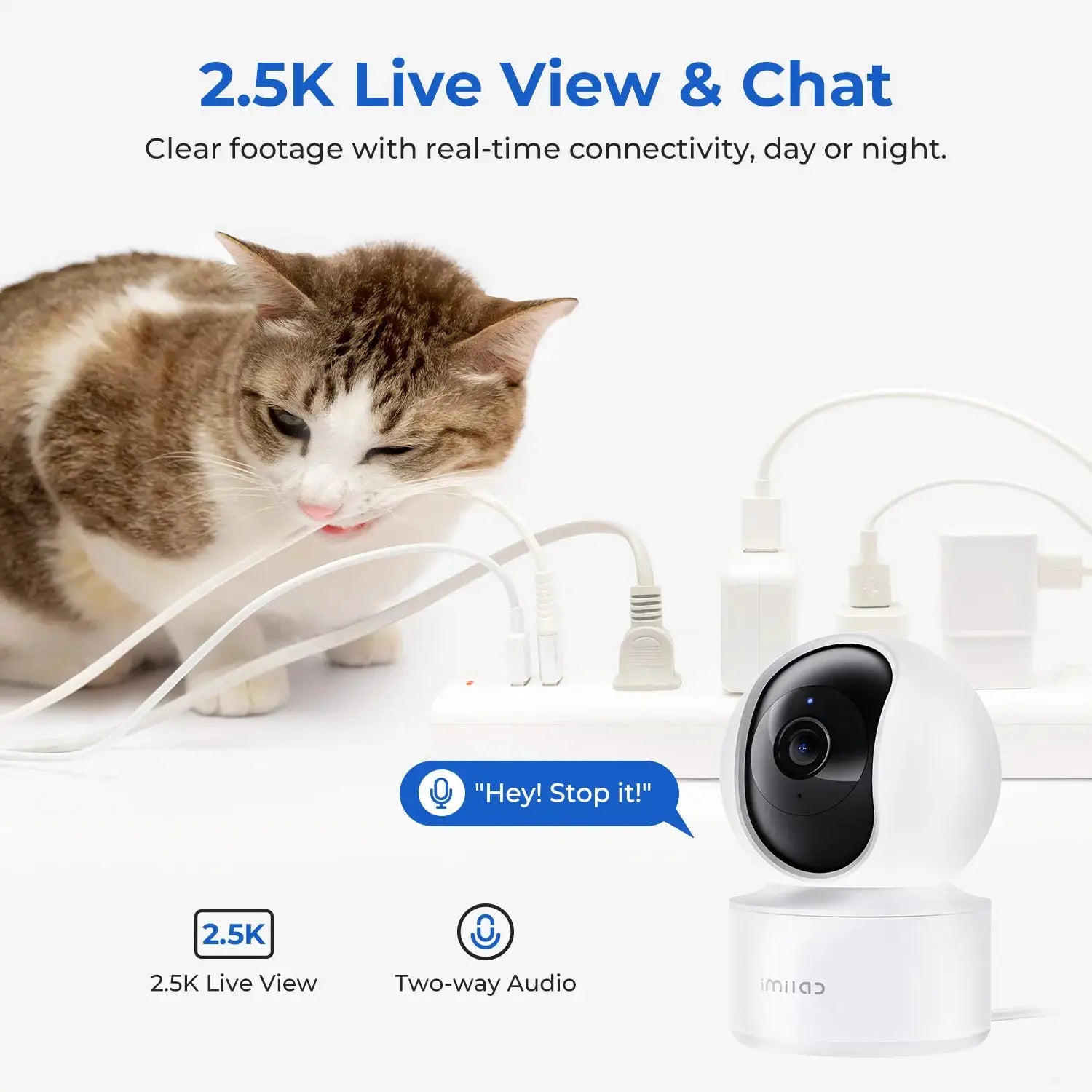 IMILAB C21 WiFi Camera 2.5K baby monitor, white housing with PTZ, night vision, and 2-way audio — Simples Market