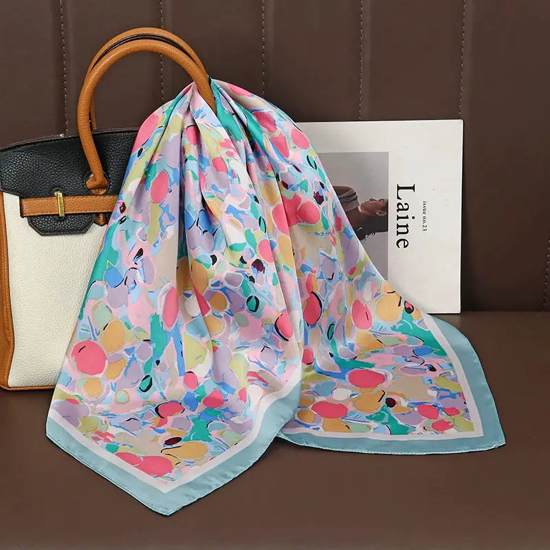 Luxe Silk Satin Square Scarf Silk Feel Finish Versatile Fashion Wrap For Shawl Hijab Neckerchief Hair Ribbon Headband
