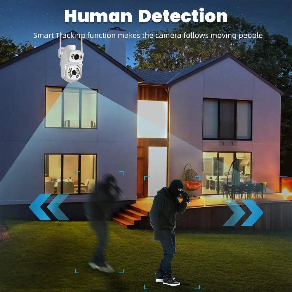 4K 8MP outdoor dual-lens wireless security IP camera with auto-tracking Simples Market