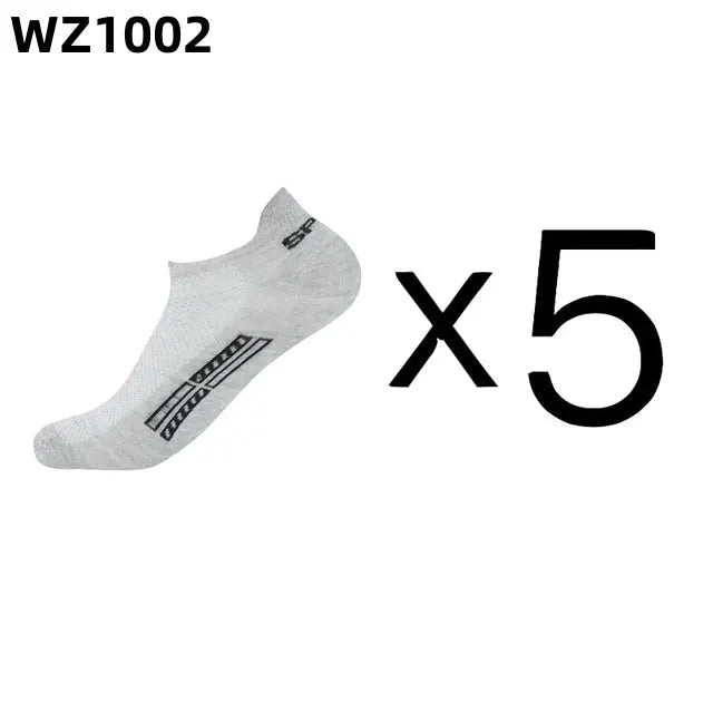 5 Pairs Men Ankle Socks Breathable Cotton Elastane Sports Mesh Casual Athletic Summer Thin Short Size 38 to 45