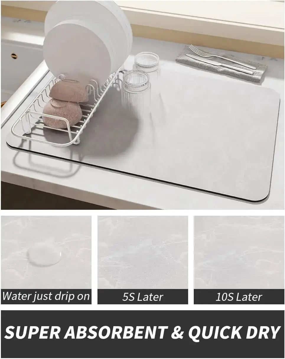 Coffee Machine Mat With Rubber Backing Water Absorbent Dish Drying Pad For Kitchen Worktop Drainage And Home Decor