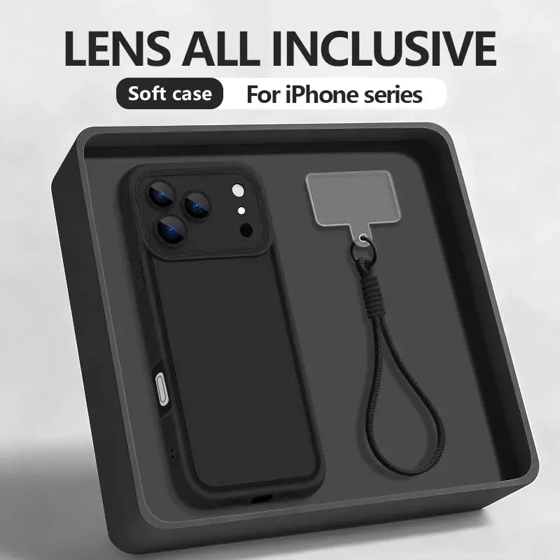 Two-piece Wrist Strap Lanyard TPU phone case for iPhone series by Simples Market, shockproof soft silicone, black