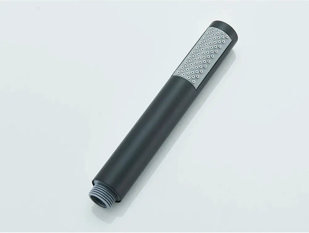Simples Market black handheld shower head with gray spray plate and threaded connector