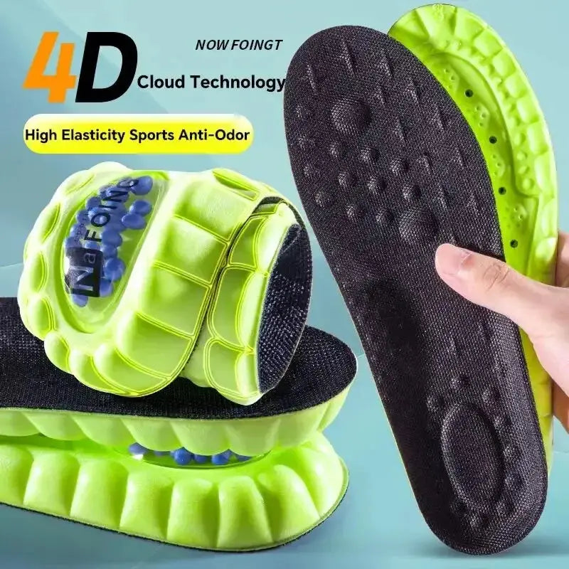 1 Pair 4D Cloud Sport Insoles For Shoes PU Air Cushion Sole Soft Shock Absorption Breathable Running Orthopedic Insoles