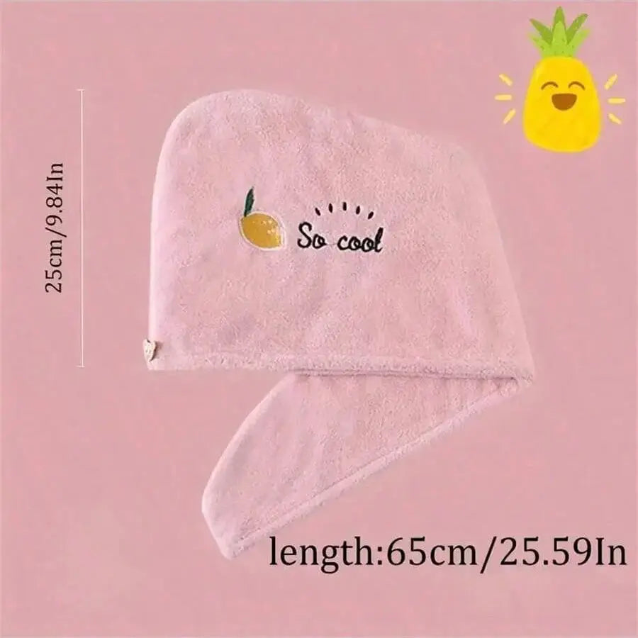 1Pc Embroidery Style Hair Drying Cap Coral Fleece Thickened Hair Towel For Bathroom Women Absorbent Quick Dry Shower Cap