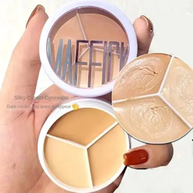 MAFFICK Three Color Concealer Palette For Dark Circles Blemishes And Eye Bags Professional Grade Coverage
