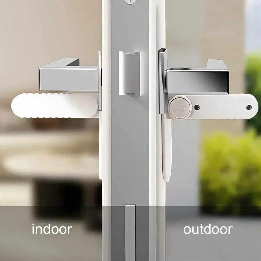 Universal door lever safety lock for home security, white punch-free anti-open design
