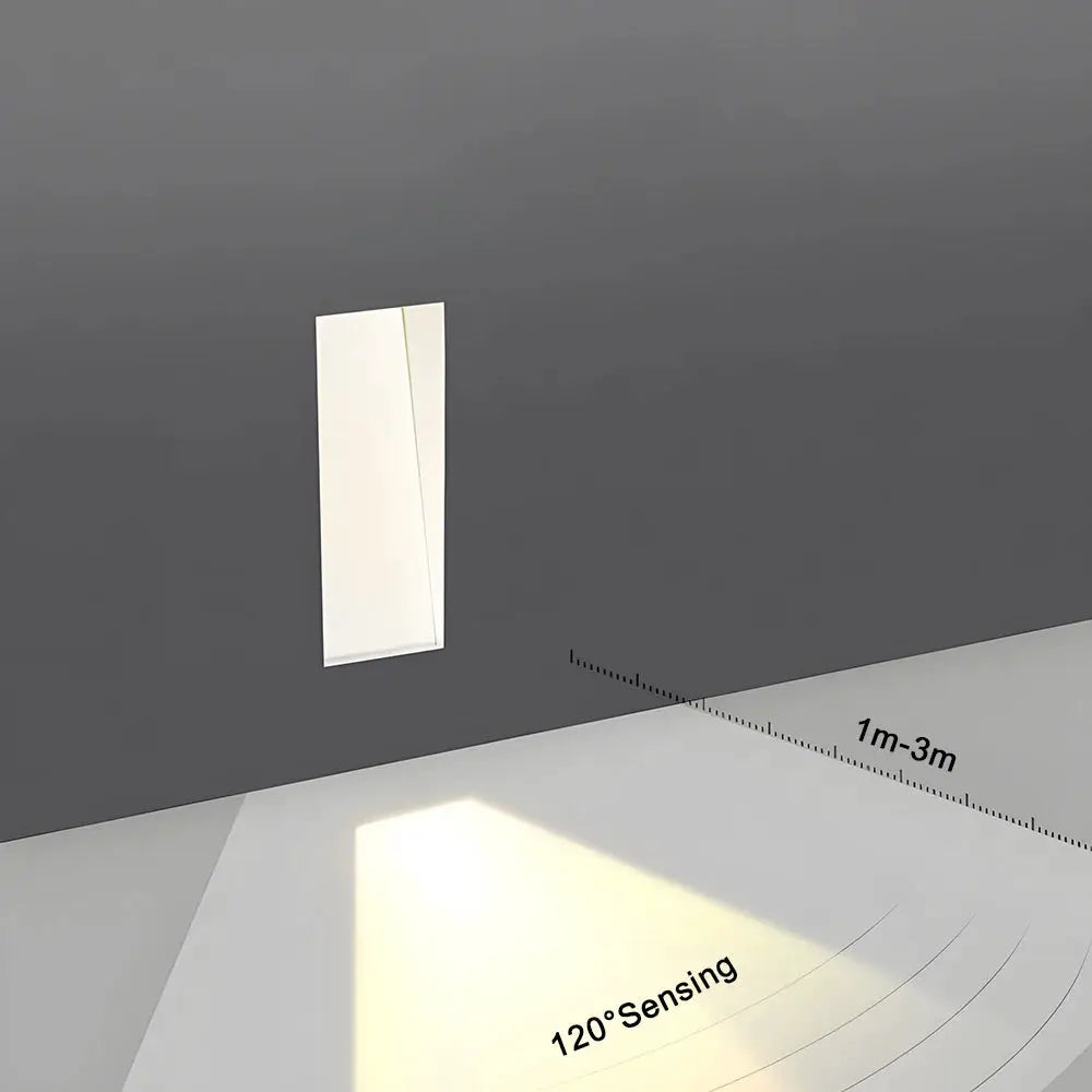 SANDIY sensor wall sconce lamp, white frameless rectangular step light with motion sensing for hall/foyer (3W)