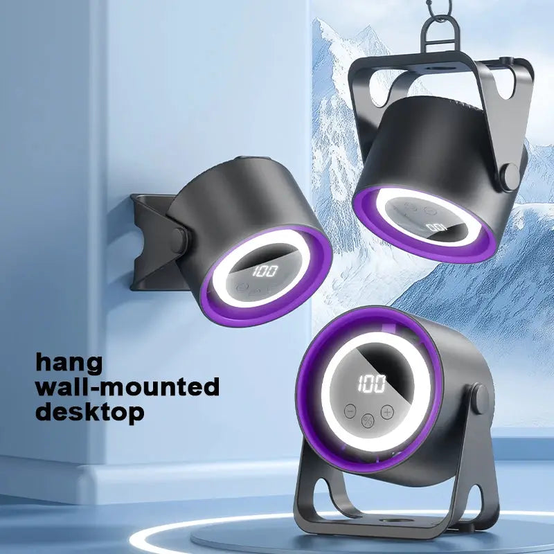 Simples Market bladeless desktop fans, 3-pack with purple ambient ring and wall/desk mounts