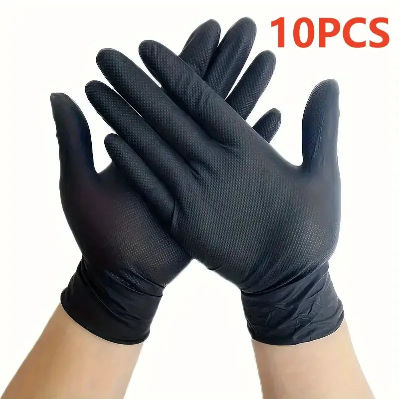 Heavy Duty Orange Industrial Nitrile Gloves 8 Mil Disposable With Raised Diamond Texture For Mechanic And Tattoo Safety