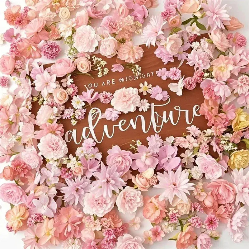 Artificial flower heads set includes 20/50 pink silk roses and daisies for crafts and wedding decor.