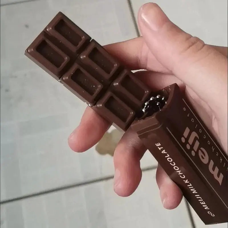 Hot Japanese Style Simulated Meiji Chocolate Fidget Toy Bendable Snap Stress Relief Keychain Pendant Gift