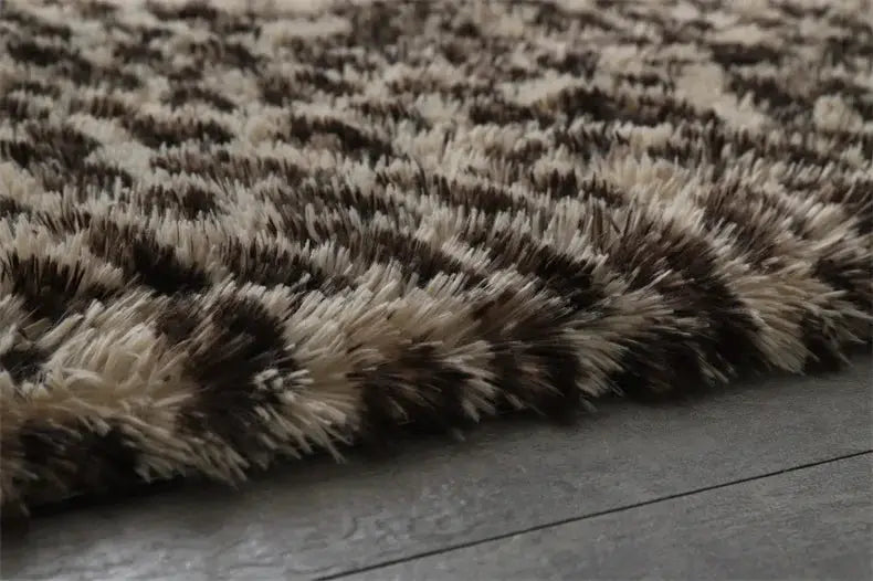 Premium Fluffy Area Rug by Simples Market in brown-beige shag with extra-soft plush pile.