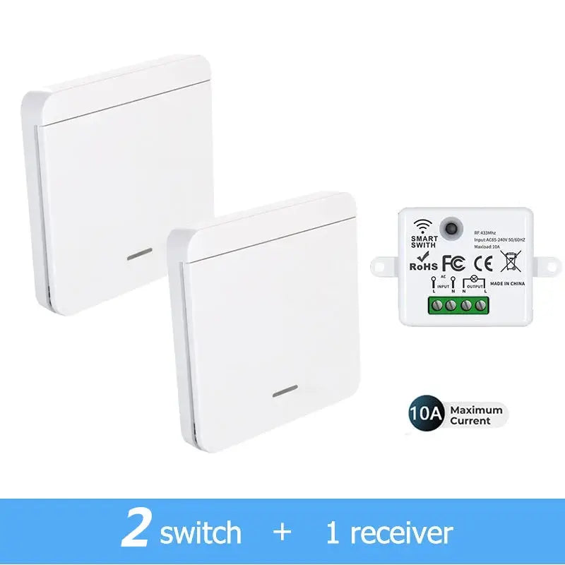 Wireless RF 433MHz Light Wall Switch Relay Receiver For LED Lamps 1 2 3 Gang Panel Remote Control 10A 110V 220V