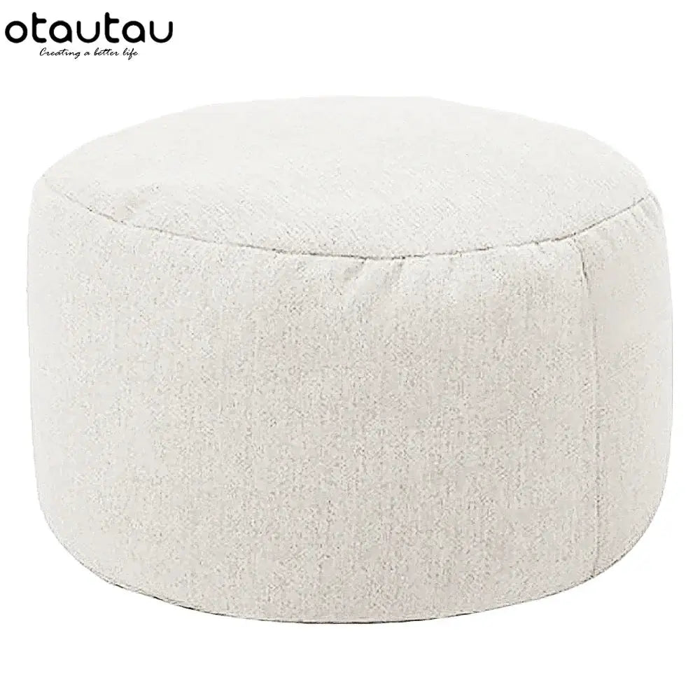 Linen bean bag chair, cream color, OTAUTAU round pouf by Simples Market