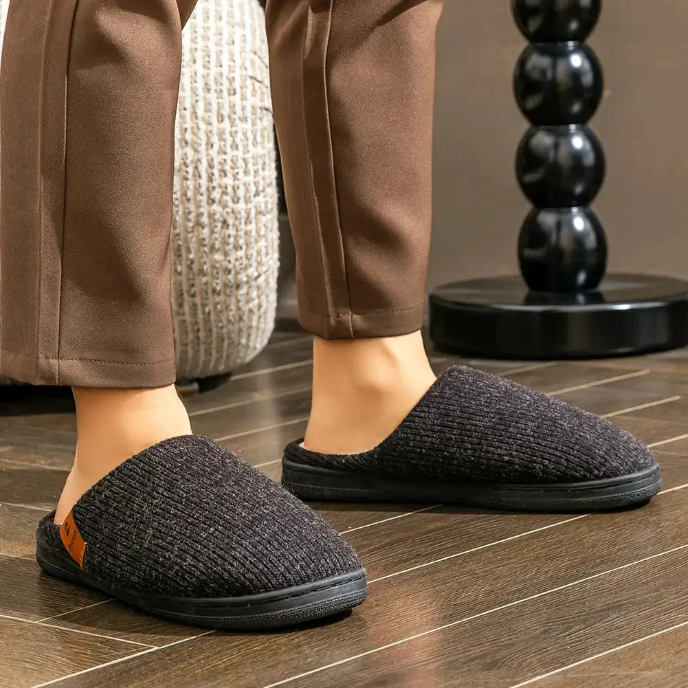 CloudStep Memory Foam Cushion Slippers For Men Warm Plush Comfort With Non Slip TPR Sole