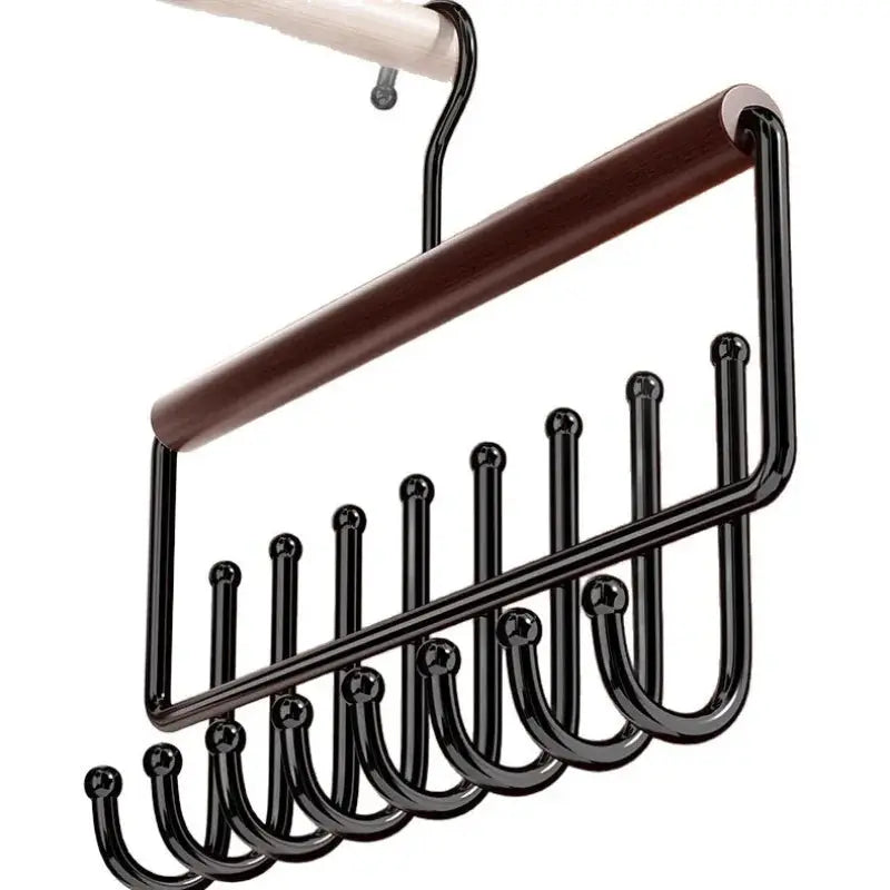 Versatile Wooden Hat Organizer Rack With Hooks For Hats Caps Belts And Ties Home And Retail Display