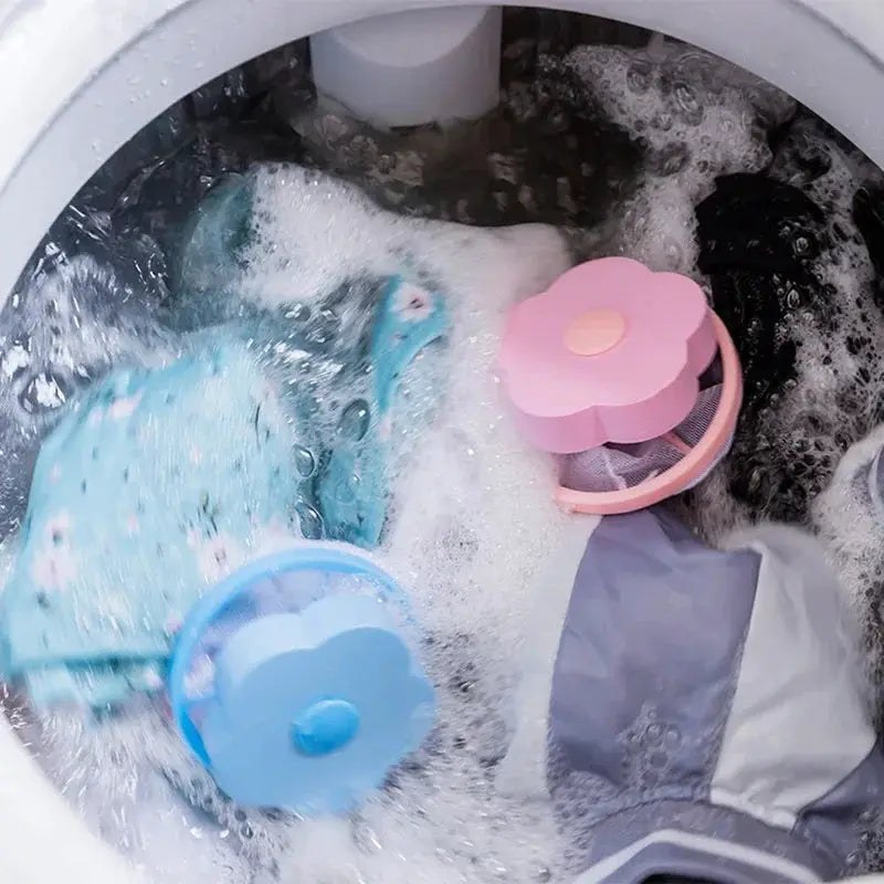 Plum Blossom Washing Machine Filter Hair Catcher Ball Mesh Reusable Pet Fur Lint Cleaner For Laundry