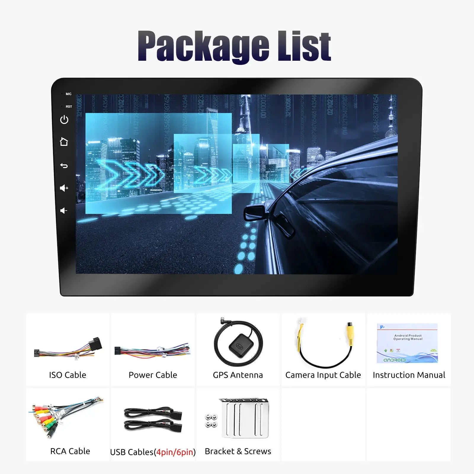 2-DIN ESSGOO Android car stereo with CarPlay/Android Auto, GPS, Bluetooth, touchscreen, black