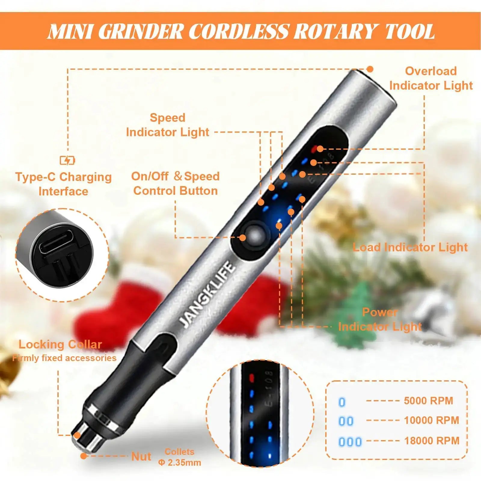 JANGKLIFE Cordless USB Rotary Tool Kit For Woodworking Engraving Jewelry Metal Glass Mini Wireless Drill