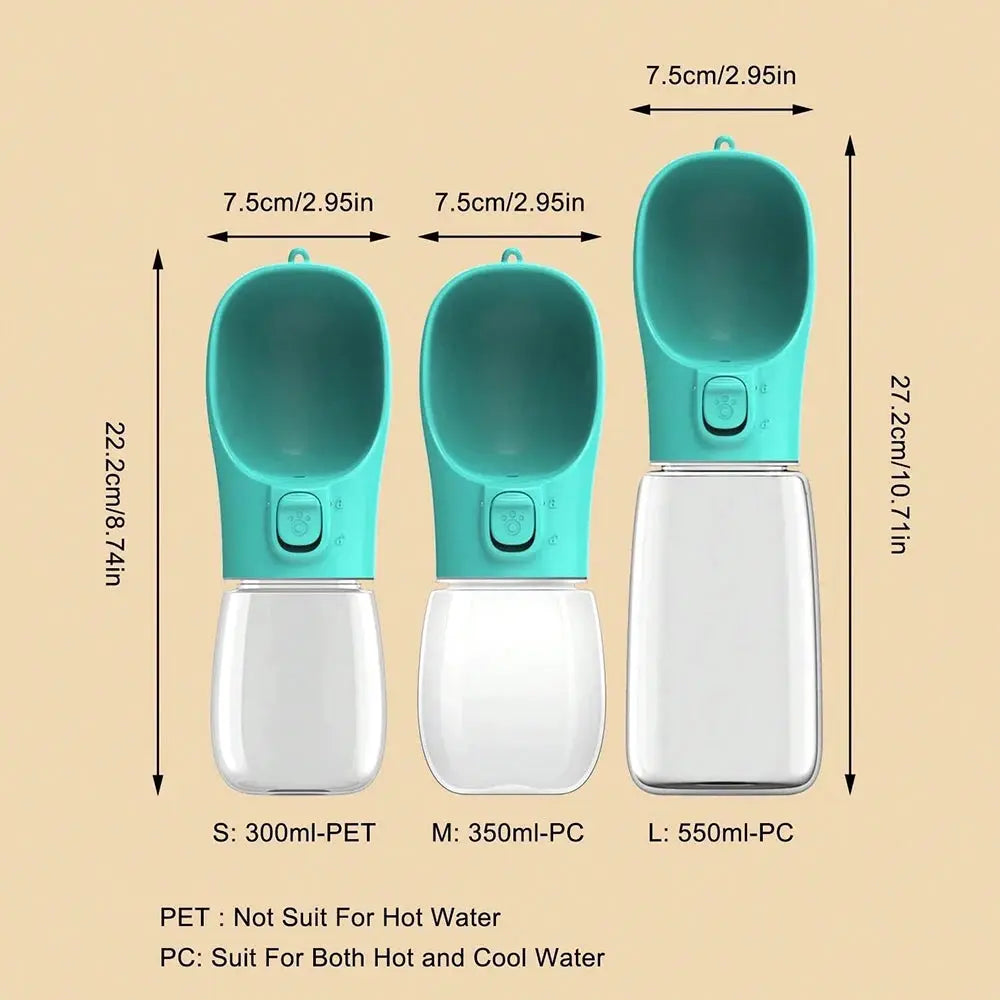 Portable Dog Water Bottle With Leakproof Drinking Bowl For Outdoor Hiking And All Dog Sizes