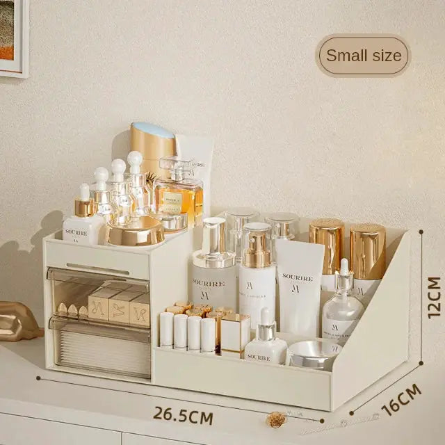 NovaCasa Transparent Drawer Makeup Box for Dorms, Clear View Cosmetic Organizer for Desk and Dressing Table