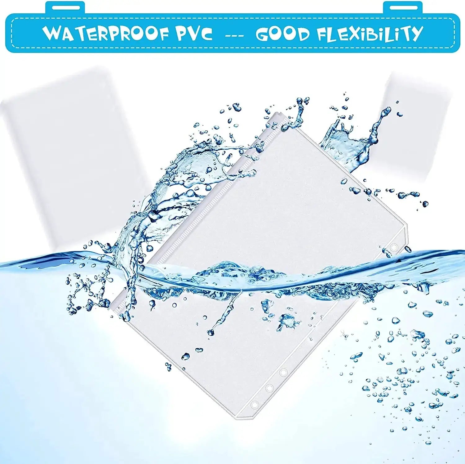 A6 6-hole binder pockets, waterproof PVC zipper binder pouches for notebooks