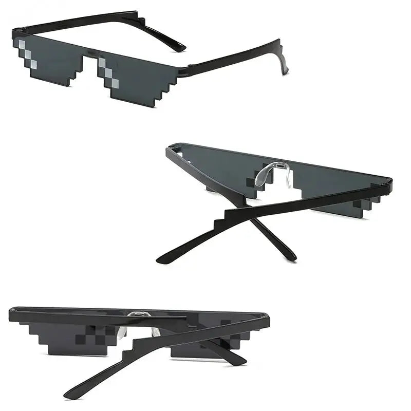 Mosaic Pixelated Sunglasses Two Pack Vintage Mosaic Pattern With Mirror UV400 Lenses For Men And Women