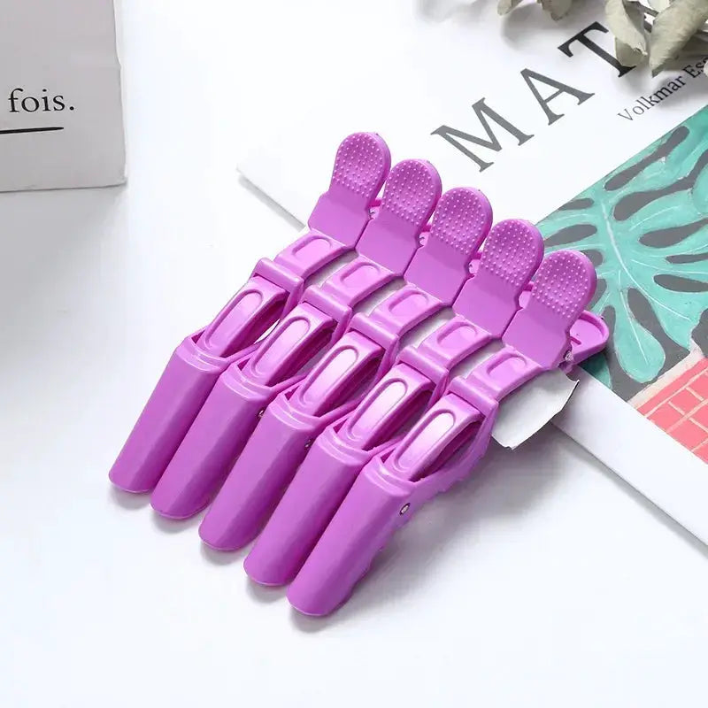 SalonPro 5 Pack Alligator Hair Clips Set With Double Hinged Clamps And Two Springs For Secure All Day Salon Styling