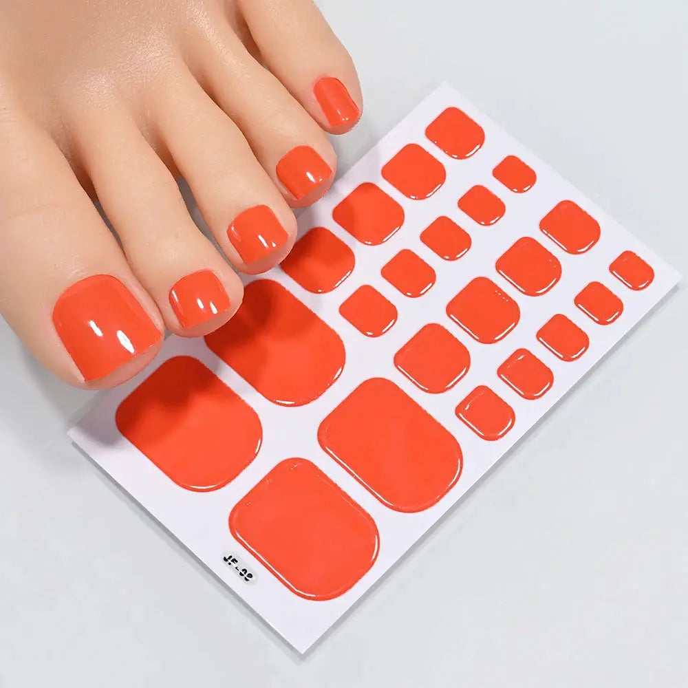 Simples Market toe nail sticker wraps – orange solid color, full-cover, self-adhesive DIY decals sheet
