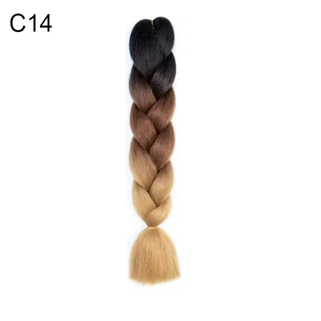 24-inch Simples Market synthetic Yaki braids hair ombre braid extension with black-to-brown-to-blonde gradient