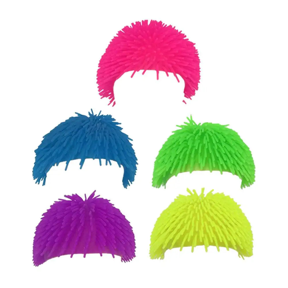 Spiky Ball Prank Hat set, Simples Market, 5 colorful soft TPR hats in pink, blue, green, purple and yellow