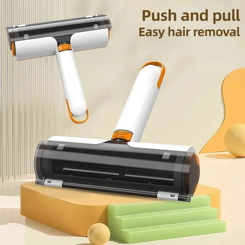 Simples Market portable pet hair remover roller, white and orange handheld washable hair tool for clothes and furniture