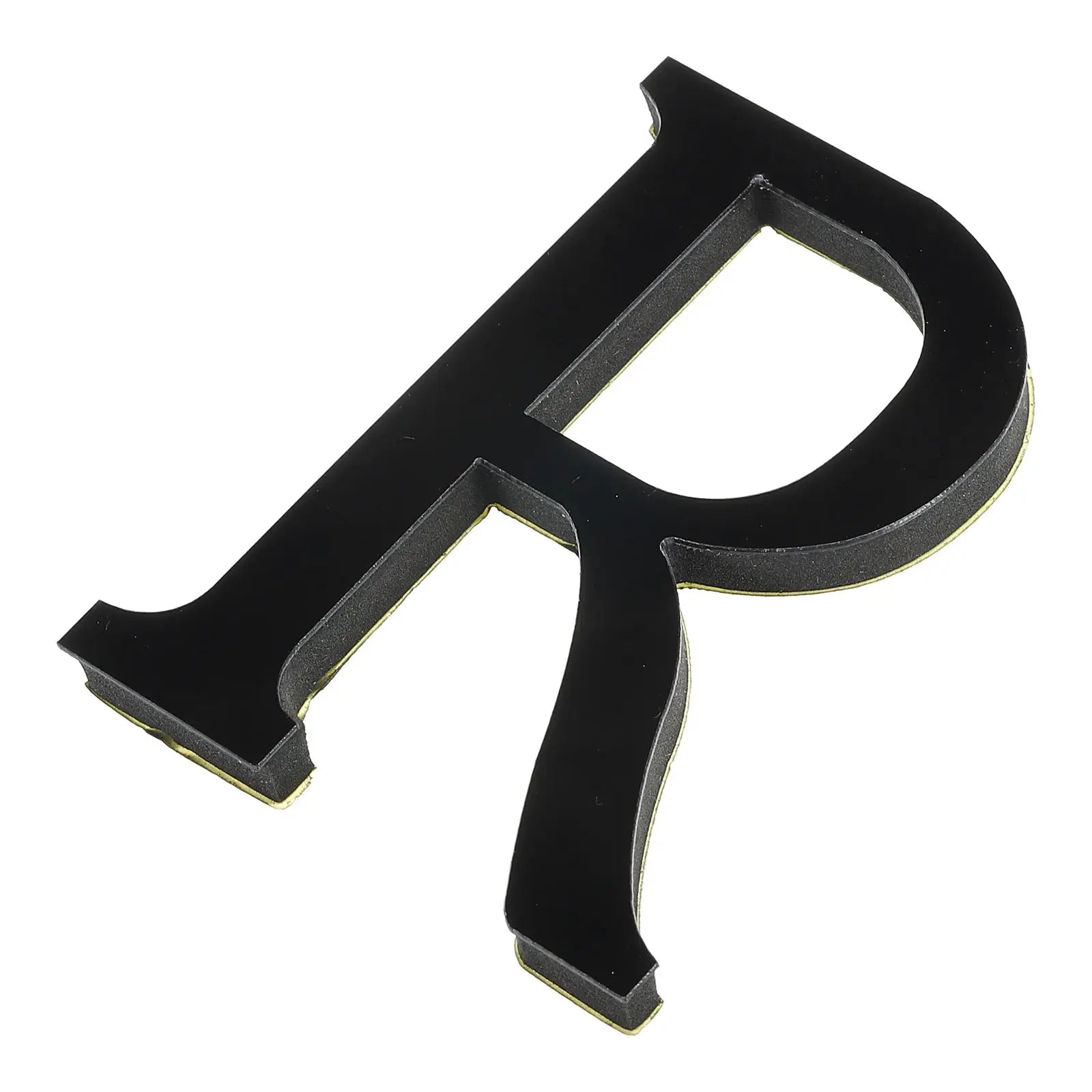 Simples Market 3D black mirror acrylic letter R wall art with gold edge, self-adhesive decor