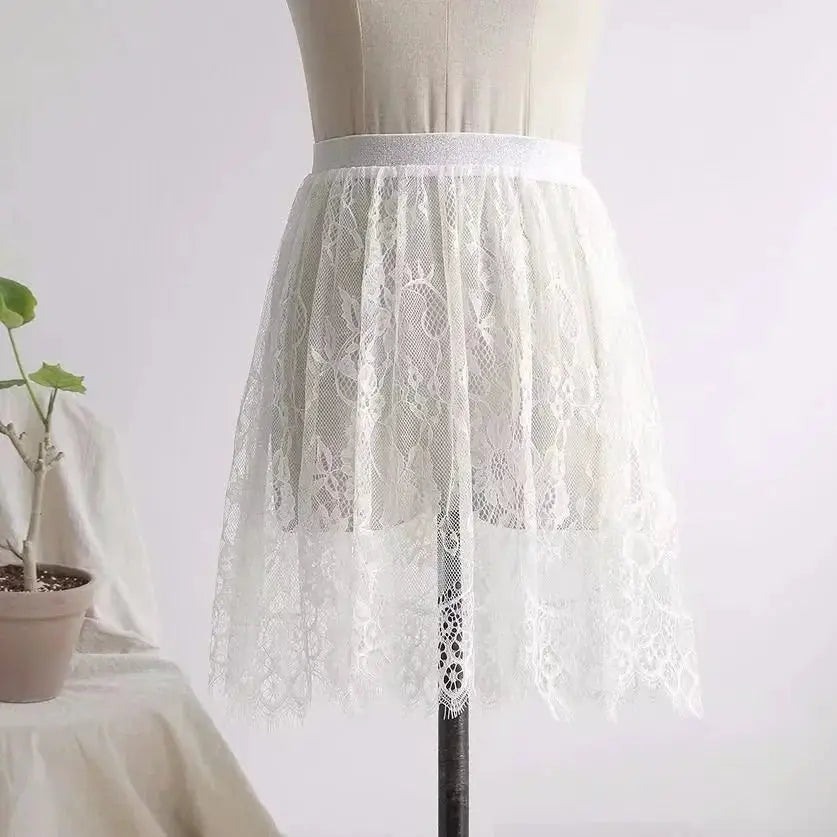 White lace half slip for women by Simples Market, high-waist underskirt