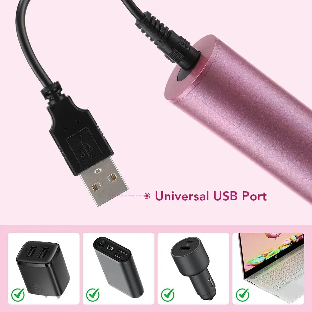 Simples Market pink electric foot callus remover with USB charging cable and replacement sandpaper discs
