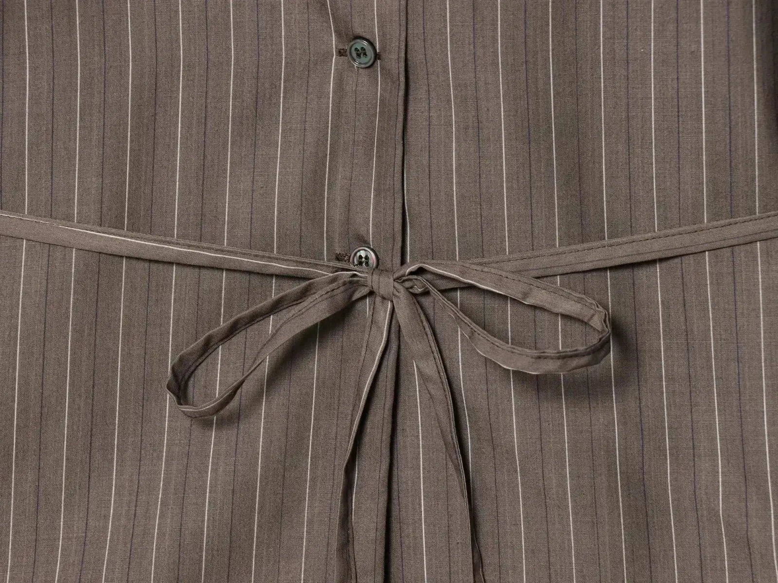 KONDALA brown striped single-breasted blazer with waist tie belt by Simples Market