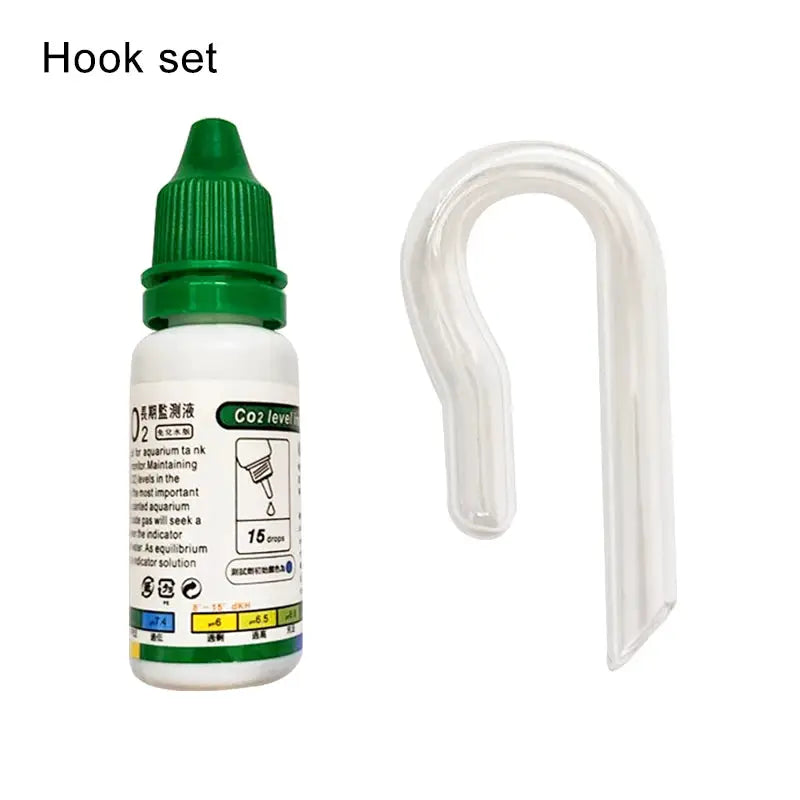 Aquarium CO2 indicator kit: bottle with green cap and clear U-shaped tube (2-piece set)