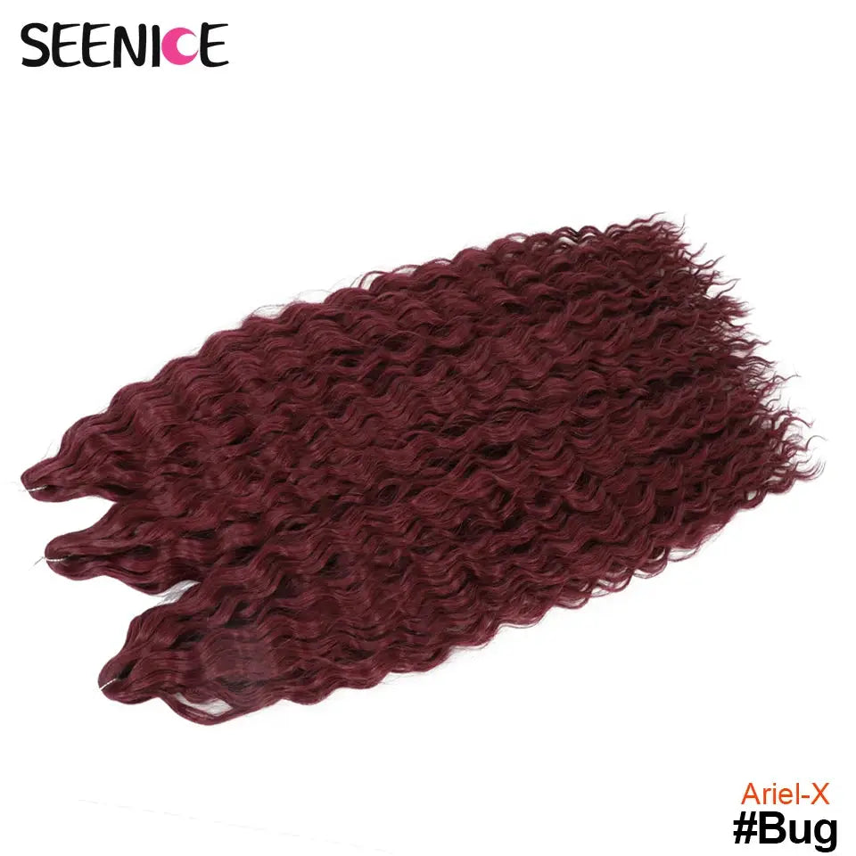 Ariel Curl crochet braids burgundy water-wave synthetic hair extension by SEENICE