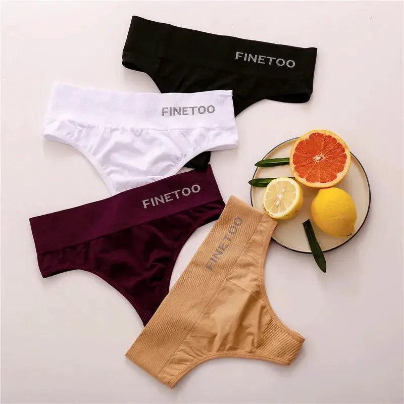 FINETOO women's thong underwear five-pack in black, white, burgundy, beige and nude