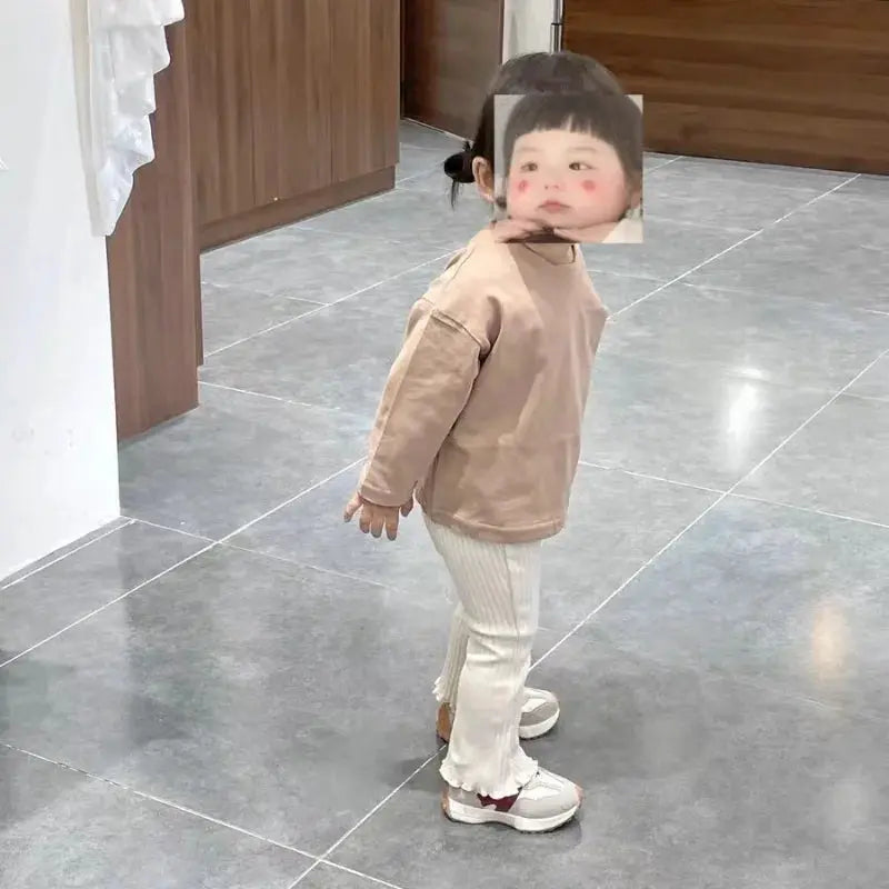 Baby Trousers All Season Slim Fit Elastic Waist Newborn Toddler Unisex Solid Color Pants For Kids