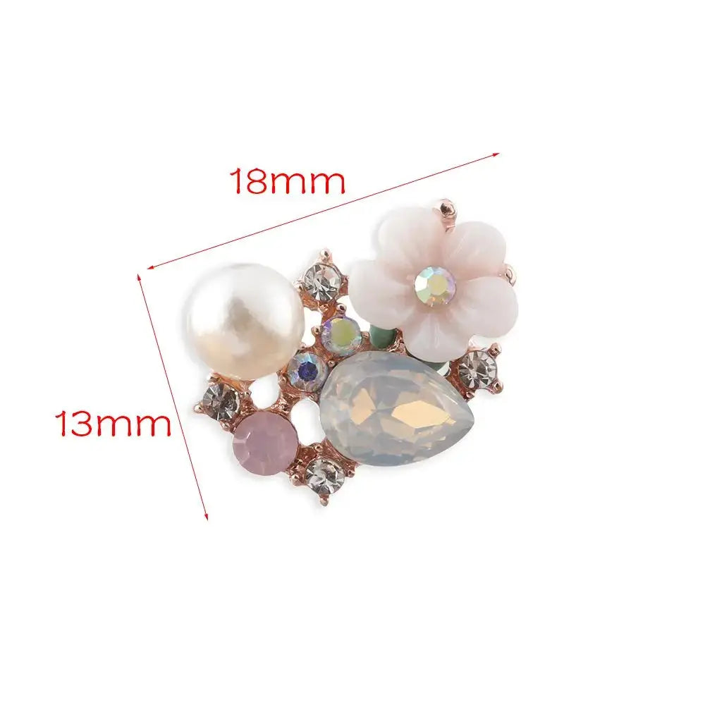 Ten Piece Exquisite Garment Buckle Flower Rhinestone Pearl Buttons for DIY Craft Sewing Accessories Apparel Decoration